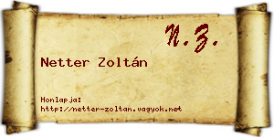 Netter Zoltán névjegykártya